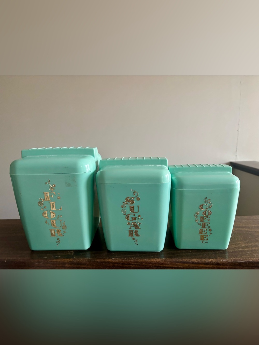 1950s Turquoise Lustro Ware Canister Set